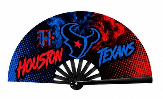 Houston Texans hand fan with flame design
